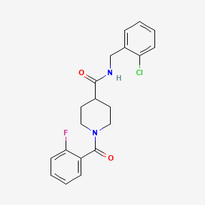 molecular formula C20H20ClFN2O2 B4777036 N-[(2-chlorophenyl)methyl]-1-(2-fluorobenzoyl)piperidine-4-carboxamide 