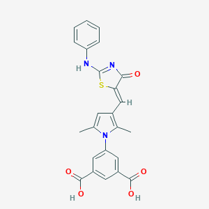 molecular formula C24H19N3O5S B477715 5-[3-[(Z)-(2-anilino-4-oxo-1,3-thiazol-5-ylidene)methyl]-2,5-dimethylpyrrol-1-yl]benzene-1,3-dicarboxylic acid CAS No. 367471-75-8
