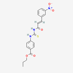 molecular formula C20H19N3O5S B4777230 propyl 4-({[(2E)-3-(3-nitrophenyl)prop-2-enoyl]carbamothioyl}amino)benzoate 