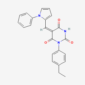 molecular formula C23H19N3O3 B4777276 1-(4-ETHYLPHENYL)-5-[(E)-1-(1-PHENYL-1H-PYRROL-2-YL)METHYLIDENE]-2,4,6(1H,3H,5H)-PYRIMIDINETRIONE 