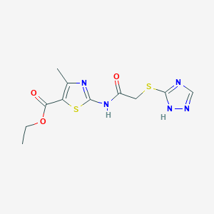 molecular formula C11H13N5O3S2 B4777316 ETHYL 4-METHYL-2-[2-(4H-1,2,4-TRIAZOL-3-YLSULFANYL)ACETAMIDO]-1,3-THIAZOLE-5-CARBOXYLATE 