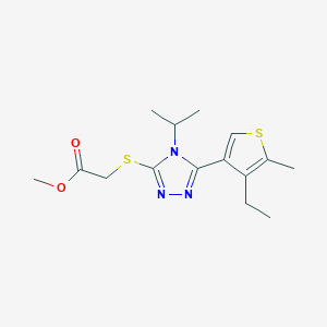 molecular formula C15H21N3O2S2 B4777321 METHYL 2-{[5-(4-ETHYL-5-METHYL-3-THIENYL)-4-ISOPROPYL-4H-1,2,4-TRIAZOL-3-YL]SULFANYL}ACETATE 