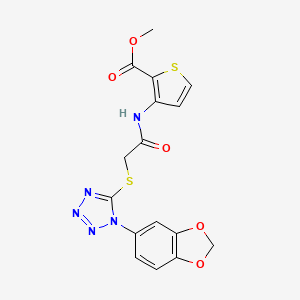 molecular formula C16H13N5O5S2 B4777439 METHYL 3-(2-{[1-(2H-1,3-BENZODIOXOL-5-YL)-1H-1,2,3,4-TETRAZOL-5-YL]SULFANYL}ACETAMIDO)THIOPHENE-2-CARBOXYLATE 