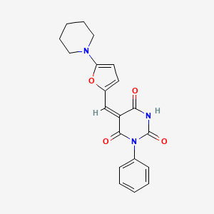 molecular formula C20H19N3O4 B4777448 (5E)-1-Phenyl-5-{[5-(piperidin-1-YL)furan-2-YL]methylidene}-1,3-diazinane-2,4,6-trione 