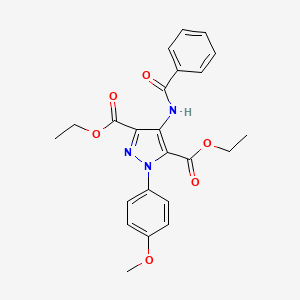 molecular formula C23H23N3O6 B4777489 3,5-Diethyl 4-benzamido-1-(4-methoxyphenyl)-1H-pyrazole-3,5-dicarboxylate 