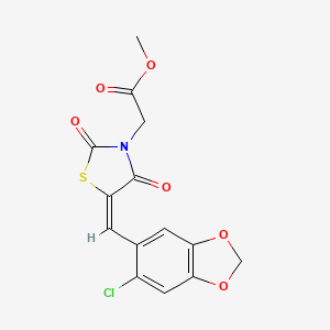 molecular formula C14H10ClNO6S B4777567 methyl {(5E)-5-[(6-chloro-1,3-benzodioxol-5-yl)methylidene]-2,4-dioxo-1,3-thiazolidin-3-yl}acetate 
