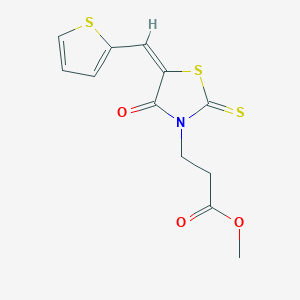 molecular formula C12H11NO3S3 B4777597 methyl 3-[(5E)-4-oxo-5-(thiophen-2-ylmethylidene)-2-thioxo-1,3-thiazolidin-3-yl]propanoate 