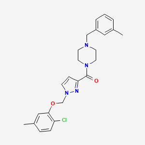 molecular formula C24H27ClN4O2 B4777667 {1-[(2-CHLORO-5-METHYLPHENOXY)METHYL]-1H-PYRAZOL-3-YL}[4-(3-METHYLBENZYL)PIPERAZINO]METHANONE 