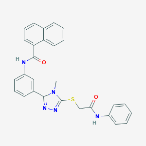 molecular formula C28H23N5O2S B477770 N-(3-{5-[(2-anilino-2-oxoethyl)sulfanyl]-4-methyl-4H-1,2,4-triazol-3-yl}phenyl)-1-naphthamide CAS No. 429639-41-8