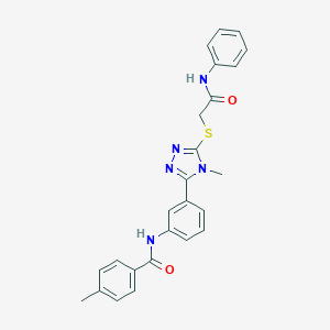 molecular formula C25H23N5O2S B477771 N-(3-{5-[(2-anilino-2-oxoethyl)sulfanyl]-4-methyl-4H-1,2,4-triazol-3-yl}phenyl)-4-methylbenzamide CAS No. 428860-53-1
