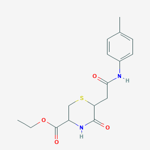 molecular formula C16H20N2O4S B4777961 Ethyl 6-{2-[(4-methylphenyl)amino]-2-oxoethyl}-5-oxothiomorpholine-3-carboxylate 