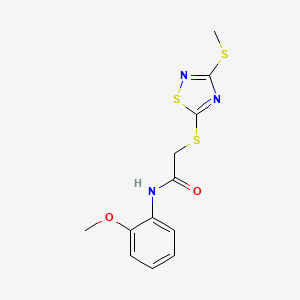 molecular formula C12H13N3O2S3 B4777990 N-(2-methoxyphenyl)-2-[(3-methylsulfanyl-1,2,4-thiadiazol-5-yl)sulfanyl]acetamide 