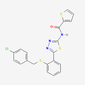 molecular formula C20H14ClN3OS3 B4777995 N-[5-[2-[(4-chlorophenyl)methylsulfanyl]phenyl]-1,3,4-thiadiazol-2-yl]thiophene-2-carboxamide 