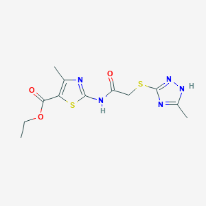 molecular formula C12H15N5O3S2 B4778120 ETHYL 4-METHYL-2-({2-[(5-METHYL-4H-1,2,4-TRIAZOL-3-YL)SULFANYL]ACETYL}AMINO)-1,3-THIAZOLE-5-CARBOXYLATE 