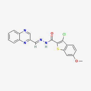 molecular formula C19H13ClN4O2S B4778847 3-chloro-6-methoxy-N'-(2-quinoxalinylmethylene)-1-benzothiophene-2-carbohydrazide 