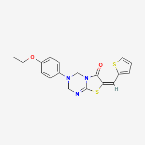 molecular formula C18H17N3O2S2 B4778885 (7E)-3-(4-ETHOXYPHENYL)-7-[(THIOPHEN-2-YL)METHYLIDENE]-2H,3H,4H,6H,7H-[1,3]THIAZOLO[3,2-A][1,3,5]TRIAZIN-6-ONE 