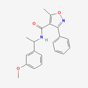 molecular formula C20H20N2O3 B4778949 N-[1-(3-methoxyphenyl)ethyl]-5-methyl-3-phenyl-1,2-oxazole-4-carboxamide 