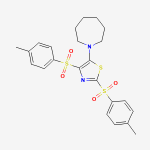molecular formula C23H26N2O4S3 B4779022 1-{2,4-bis[(4-methylphenyl)sulfonyl]-1,3-thiazol-5-yl}azepane 