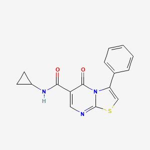 molecular formula C16H13N3O2S B4779047 N-cyclopropyl-5-oxo-3-phenyl-[1,3]thiazolo[3,2-a]pyrimidine-6-carboxamide 