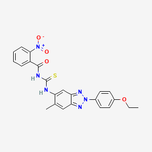 molecular formula C23H20N6O4S B4779122 N-{[2-(4-ethoxyphenyl)-6-methyl-2H-benzotriazol-5-yl]carbamothioyl}-2-nitrobenzamide 