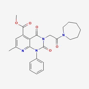 molecular formula C24H26N4O5 B4779192 METHYL 3-[2-(AZEPAN-1-YL)-2-OXOETHYL]-7-METHYL-2,4-DIOXO-1-PHENYL-1H,2H,3H,4H-PYRIDO[2,3-D]PYRIMIDINE-5-CARBOXYLATE 