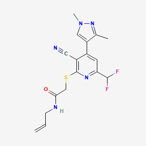 molecular formula C17H17F2N5OS B4779216 N~1~-ALLYL-2-{[3-CYANO-6-(DIFLUOROMETHYL)-4-(1,3-DIMETHYL-1H-PYRAZOL-4-YL)-2-PYRIDYL]SULFANYL}ACETAMIDE 