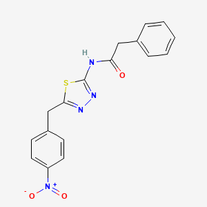 molecular formula C17H14N4O3S B4779293 N-[5-[(4-nitrophenyl)methyl]-1,3,4-thiadiazol-2-yl]-2-phenylacetamide 
