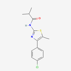 molecular formula C14H15ClN2OS B4779459 N-[4-(4-CHLOROPHENYL)-5-METHYL-13-THIAZOL-2-YL]-2-METHYLPROPANAMIDE 