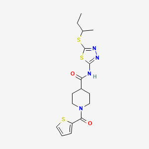 molecular formula C17H22N4O2S3 B4779625 N-[5-(BUTAN-2-YLSULFANYL)-1,3,4-THIADIAZOL-2-YL]-1-(THIOPHENE-2-CARBONYL)PIPERIDINE-4-CARBOXAMIDE 