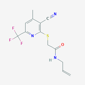 molecular formula C13H12F3N3OS B4779843 N~1~-ALLYL-2-{[3-CYANO-4-METHYL-6-(TRIFLUOROMETHYL)-2-PYRIDYL]SULFANYL}ACETAMIDE 