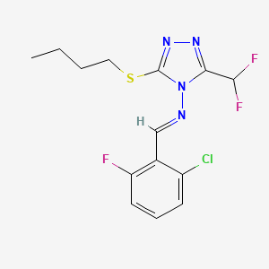 molecular formula C14H14ClF3N4S B4780163 N-[3-(BUTYLSULFANYL)-5-(DIFLUOROMETHYL)-4H-1,2,4-TRIAZOL-4-YL]-N-[(E)-1-(2-CHLORO-6-FLUOROPHENYL)METHYLIDENE]AMINE 