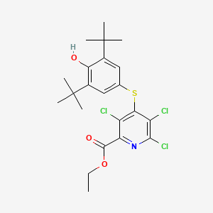 molecular formula C22H26Cl3NO3S B4780323 ETHYL 3,5,6-TRICHLORO-4-{[3,5-DI(TERT-BUTYL)-4-HYDROXYPHENYL]SULFANYL}-2-PYRIDINECARBOXYLATE 