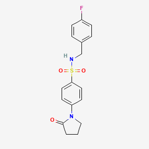 molecular formula C17H17FN2O3S B4780523 N-[(4-fluorophenyl)methyl]-4-(2-oxopyrrolidin-1-yl)benzenesulfonamide 