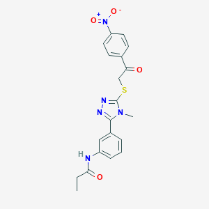 N-[3-[4-methyl-5-[2-(4-nitrophenyl)-2-oxoethyl]sulfanyl-1,2,4-triazol-3-yl]phenyl]propanamide