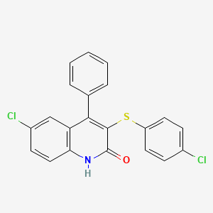 molecular formula C21H13Cl2NOS B4782287 6-chloro-3-[(4-chlorophenyl)sulfanyl]-4-phenylquinolin-2(1H)-one 
