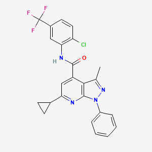 molecular formula C24H18ClF3N4O B4782318 N~4~-[2-CHLORO-5-(TRIFLUOROMETHYL)PHENYL]-6-CYCLOPROPYL-3-METHYL-1-PHENYL-1H-PYRAZOLO[3,4-B]PYRIDINE-4-CARBOXAMIDE 