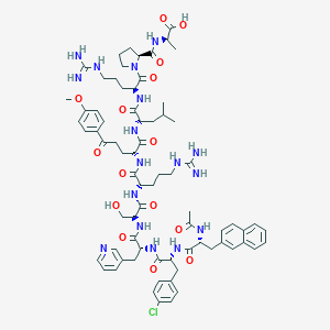 molecular formula C73H96ClN17O15 B047824 LHRH, N-Ac(2)-Nal(1)-4-Cl-phe(2)-3-pal(3)-arg(5)-5-(4-methoxyphenyl)-5-oxo-2-aminopentanoic acid(6)-ala(10)- CAS No. 119018-01-8
