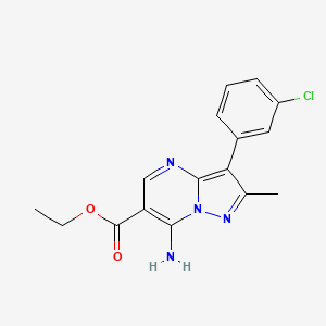 molecular formula C16H15ClN4O2 B4782573 ethyl 7-amino-3-(3-chlorophenyl)-2-methylpyrazolo[1,5-a]pyrimidine-6-carboxylate 