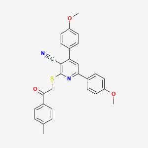 molecular formula C29H24N2O3S B4782590 4,6-bis(4-methoxyphenyl)-2-{[2-(4-methylphenyl)-2-oxoethyl]thio}nicotinonitrile 