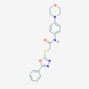 molecular formula C20H20N4O3S B478263 N-[4-(4-morpholinyl)phenyl]-2-[(5-phenyl-1,3,4-oxadiazol-2-yl)sulfanyl]acetamide CAS No. 723737-62-0