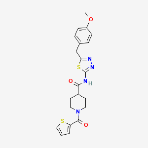 molecular formula C21H22N4O3S2 B4782812 N-{5-[(4-METHOXYPHENYL)METHYL]-1,3,4-THIADIAZOL-2-YL}-1-(THIOPHENE-2-CARBONYL)PIPERIDINE-4-CARBOXAMIDE 