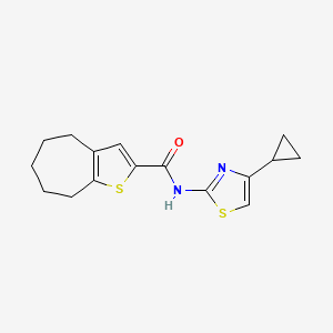 molecular formula C16H18N2OS2 B4782936 N-(4-cyclopropyl-1,3-thiazol-2-yl)-5,6,7,8-tetrahydro-4H-cyclohepta[b]thiophene-2-carboxamide 