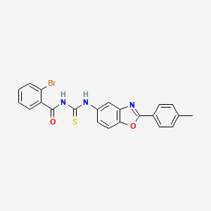molecular formula C22H16BrN3O2S B4782955 2-bromo-N-({[2-(4-methylphenyl)-1,3-benzoxazol-5-yl]amino}carbonothioyl)benzamide 