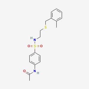 molecular formula C18H22N2O3S2 B4783056 N-{4-[({2-[(2-methylbenzyl)thio]ethyl}amino)sulfonyl]phenyl}acetamide 