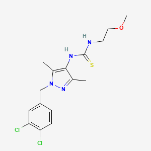 molecular formula C16H20Cl2N4OS B4783150 N-[1-(3,4-dichlorobenzyl)-3,5-dimethyl-1H-pyrazol-4-yl]-N'-(2-methoxyethyl)thiourea 