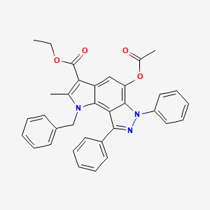 molecular formula C34H29N3O4 B4783161 ethyl 5-(acetyloxy)-1-benzyl-2-methyl-6,8-diphenyl-1,6-dihydropyrrolo[2,3-e]indazole-3-carboxylate 