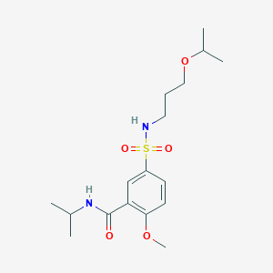 molecular formula C17H28N2O5S B4783172 5-{[(3-isopropoxypropyl)amino]sulfonyl}-N-isopropyl-2-methoxybenzamide 