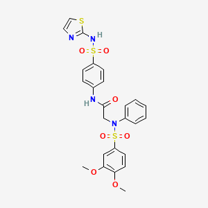 molecular formula C25H24N4O7S3 B4783248 N~2~-[(3,4-dimethoxyphenyl)sulfonyl]-N~2~-phenyl-N-[4-(1,3-thiazol-2-ylsulfamoyl)phenyl]glycinamide 