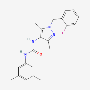 molecular formula C21H23FN4O B4783286 N-(3,5-dimethylphenyl)-N'-[1-(2-fluorobenzyl)-3,5-dimethyl-1H-pyrazol-4-yl]urea 