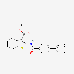 molecular formula C24H23NO3S B4783328 ETHYL 2-{[1,1'-BIPHENYL]-4-AMIDO}-4,5,6,7-TETRAHYDRO-1-BENZOTHIOPHENE-3-CARBOXYLATE 